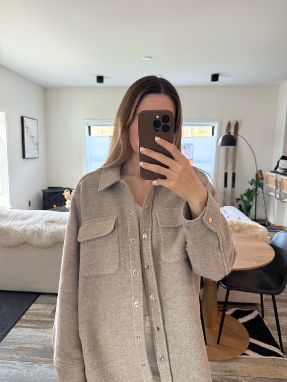 & Other Stories Taupe Shacket with Flap Pockets